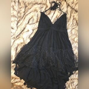 Boho Black Backless Mini Dress
